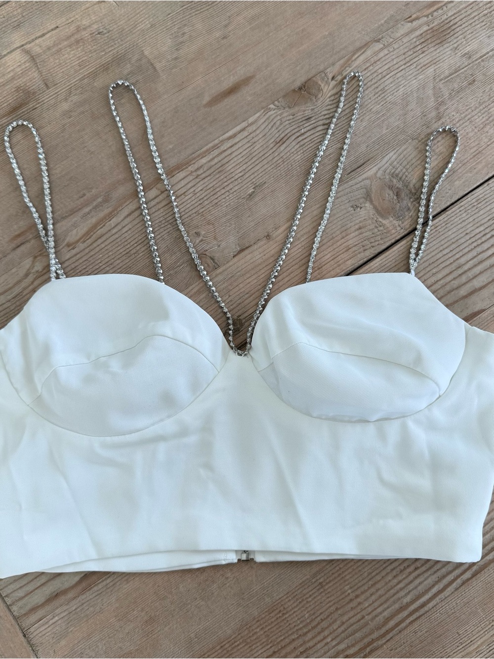 Cider White Medium Embellished Strap Brakette Top - Medium - $15